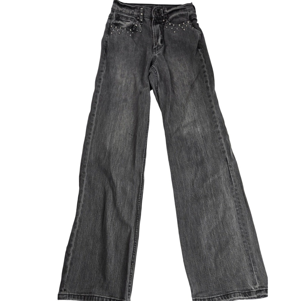 Arizona Jean‎ Co Womens 1 Highest Rise Skater Jean Black Studded Wide Leg Grunge